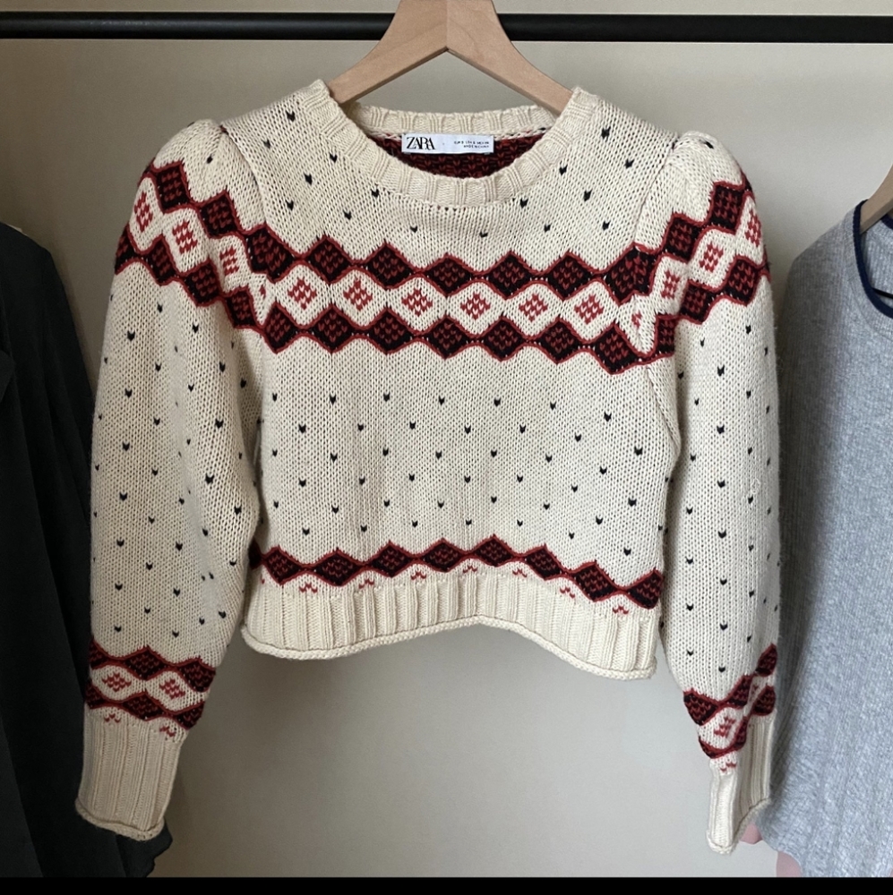 ZARA fairisle cropped sweater